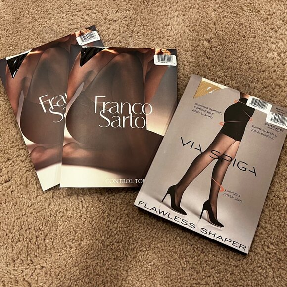 Franco Sarto & Via Spiga: Control Top Panty Hose - 3 Packages - Size B - Picture 1 of 4